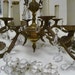 Vintage chandelier ornate brass Spain tag Glass prisms 16 candlestick sockets RESERVED