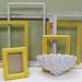 Upcycled Frames White and Butter Yellow shabby chic Cottage Framing collection Wall decor Variety sizes