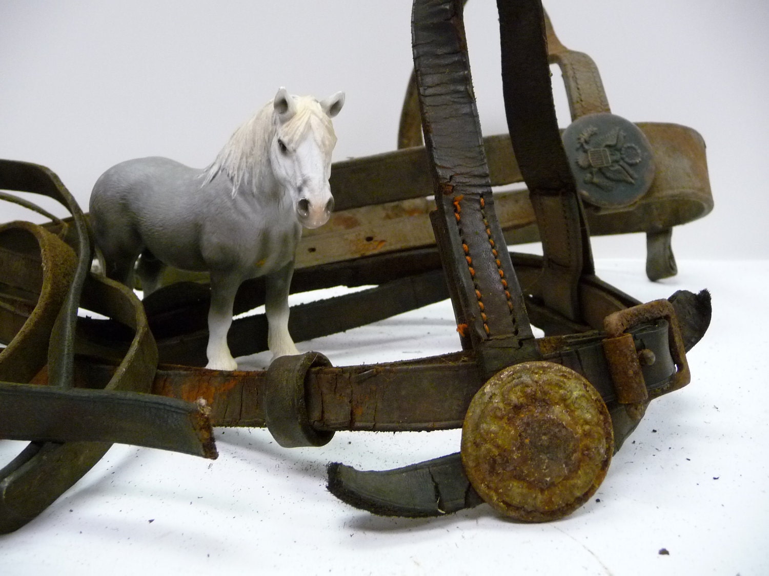 2 Antique horse bridles with bits and decorative by SalvageRelics