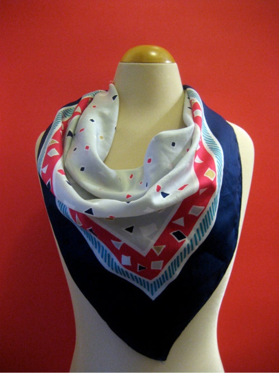 Love Geometry Triangles and Rectangles Vintage Square Scarf