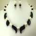 Black Onyx Necklace, Creamy White Freshwater Pearls, 14K Gold Rounds