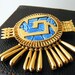 Vintage Brooch Pendant Mexico Inlaid Mosaic Arrow Costume Jewelry