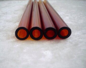 Set of 4 Amber ReUseAble Glass Straws