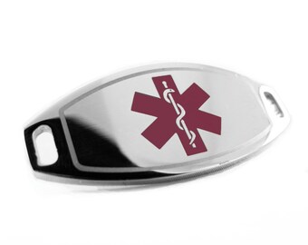 Purple Medical ID Plaque for Beaded Bracelets, ENGRAVED FREE - i1C