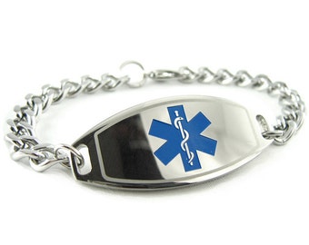 Steel Medical Bracelet, Custom ENGRAVED FREE - i1C-BS1