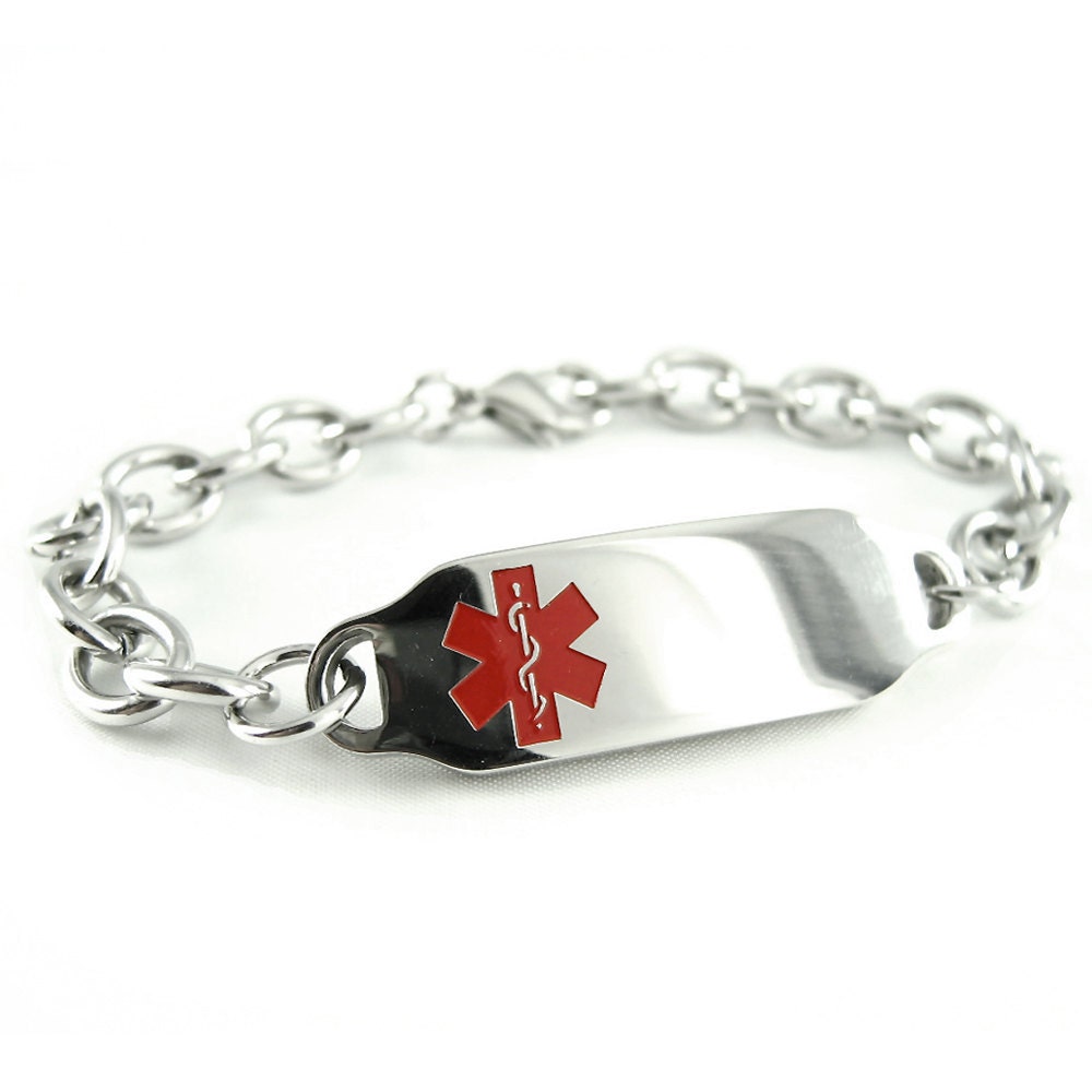 Womens Medical ID Bracelets Steel Red OLINK Custom
