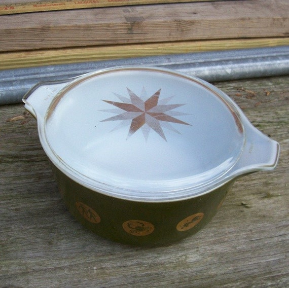 Vintage Zodiac Pyrex Covered Casserole Dish