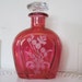 vintage 1940's Cranberry Glass Decanter with Etched Flowers