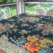 vintage Black Floral Cotton Tablecloth from India - Bohemian April Cornell Table Linen, measures 46x52