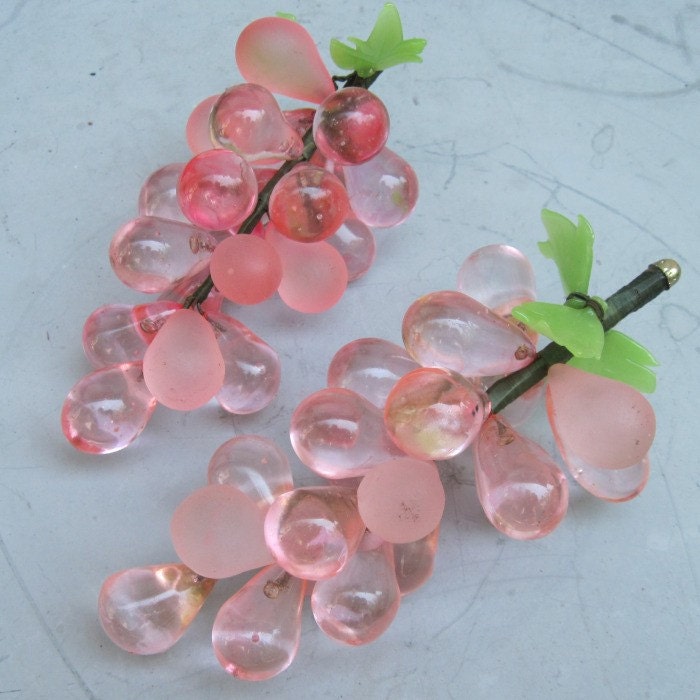 A Pair of Pretty Pink Glass Grapes
