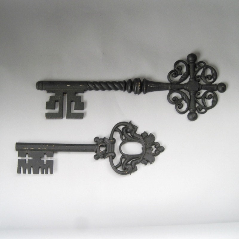Vintage GOTHIC Giant SKELETON Key Wall Hangings