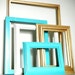 Beachy Chic Gold and Turquoise Blue Wall Frame Collection with GLASS.
