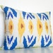 Holiday Sale 10% Off - Blue Ikat Pillow Long Bolster Pillow Decorative Lumbar Mustard Yellow Pillows Bohemian Bedroom Decor 12x16