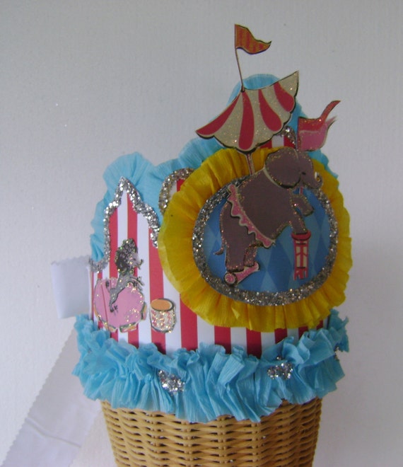 Circus Birthday Party Crown, circus birthday party hat, circus hat, circus party, girl birthday hat, photo prop hat Il_570xn