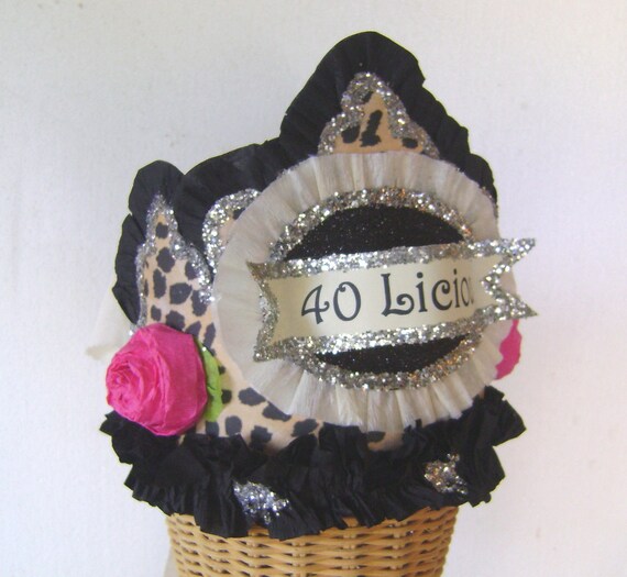 40th Birthday Party Crown, 40th birthday party hat, Adult Birthday hat, 40th birthday, leopard birthday hat, customize Il_570xn