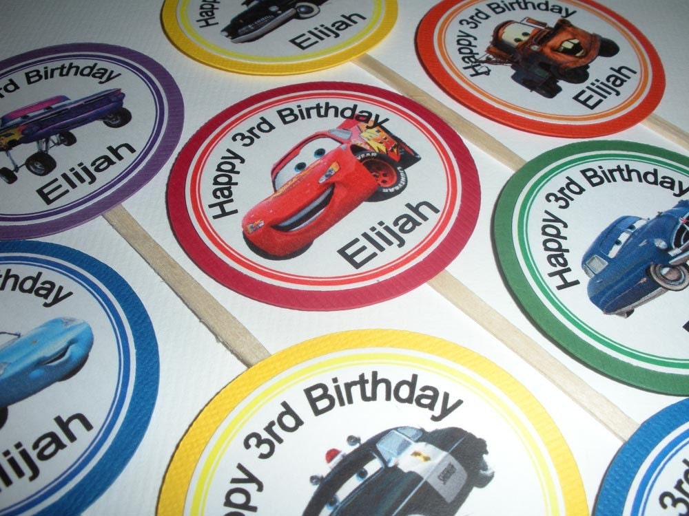 NEW Disney Cars cupcake toppers Set of 12 customizable