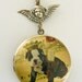 Locket Necklace - Baby Bulldog with Crown and Wings - Retro Vintage