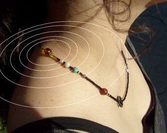 MiniVerse - Solar System Necklace - Wearable Map of the Solar System - Gemstone Planets - Statement Necklace - Beadwork