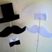 Mr and Mrs Bride and Groom Mustache Cake Toppers - Set of 2