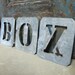 BOX vintage zinc stencil letter