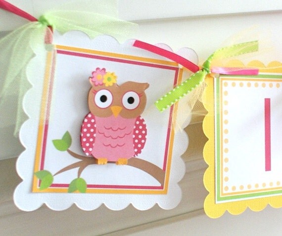 Baby Owl, It's a Girl Banner Il_570xn