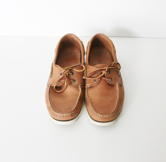 Vintage 80s LL BEAN Boat Shoes Tan by bluebutterflyvintage