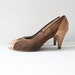 15 Dollar Sale Vintage 60s Town and Country Two Tone Brown Leather Heels, Women Size 8.5M/9N