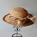 Vintage HEAT WAVE Tan Straw Hat - Raffia Ribbon