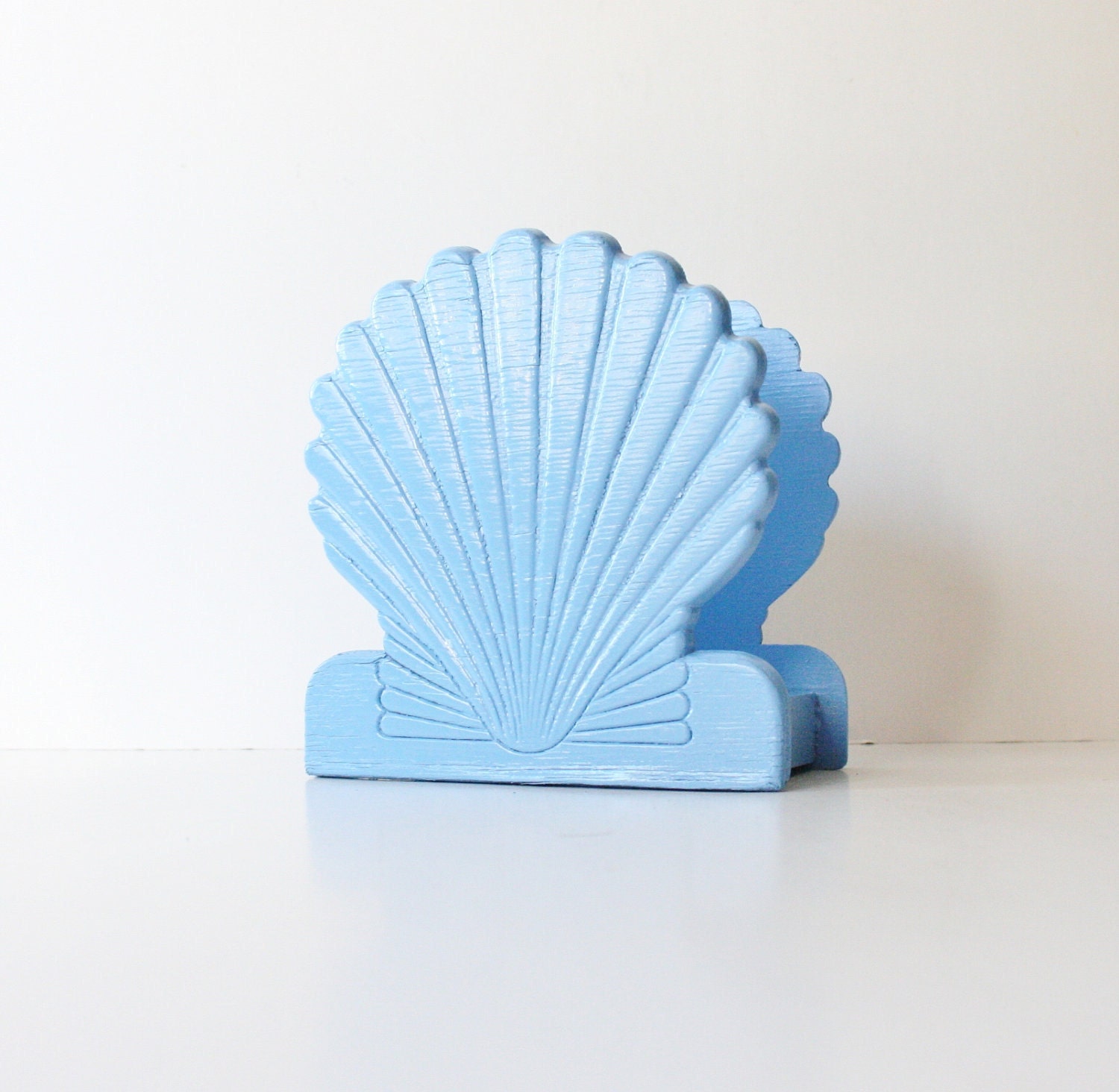 Vintage BLUE Sea Shell Napkin Holder Letter Holder