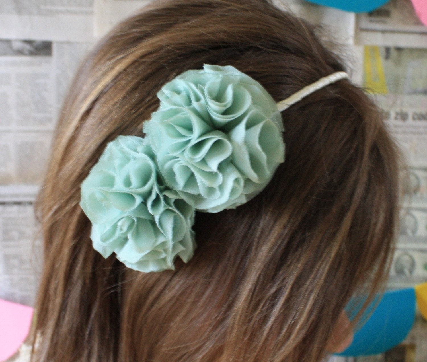 Miss Kristina Mint Green Flower Headband by sunshineandcarousels