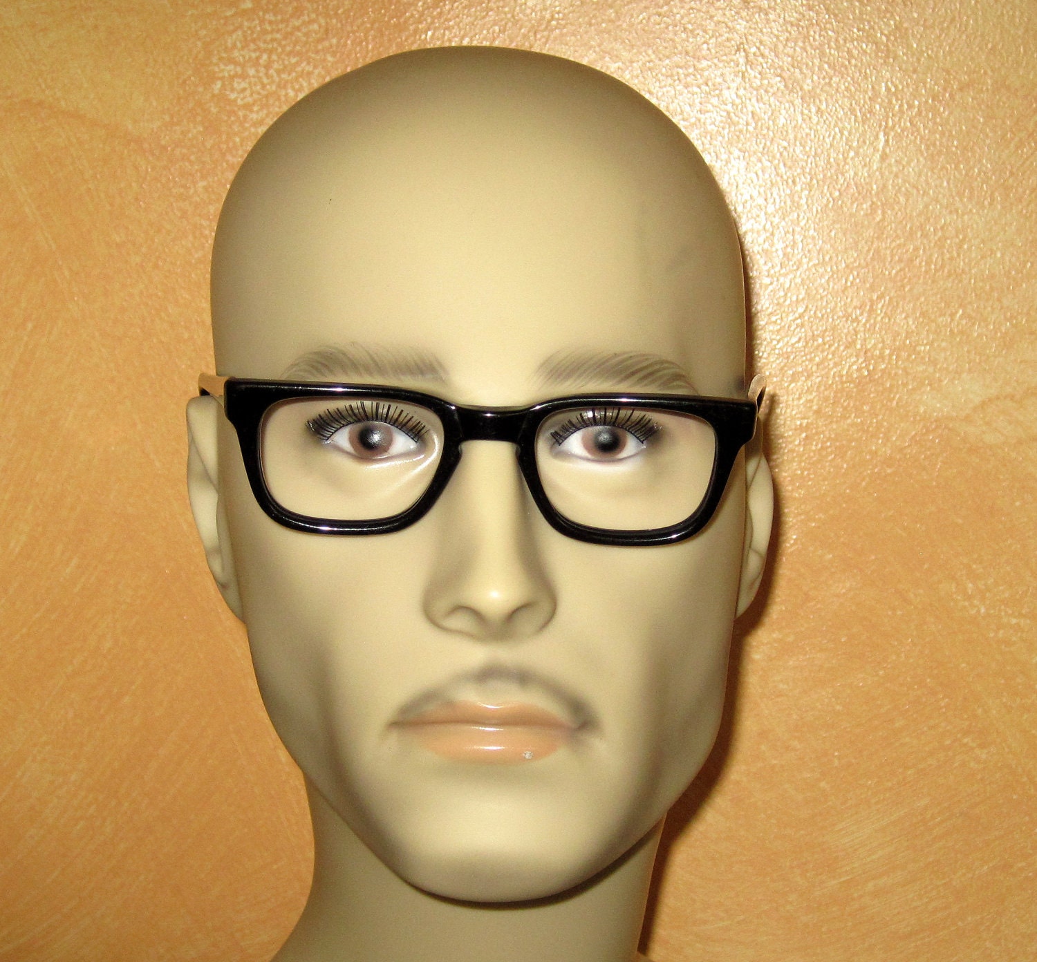 Vintage 50s Mens Eyeglasses Black Horn Rim Mad Men Frames