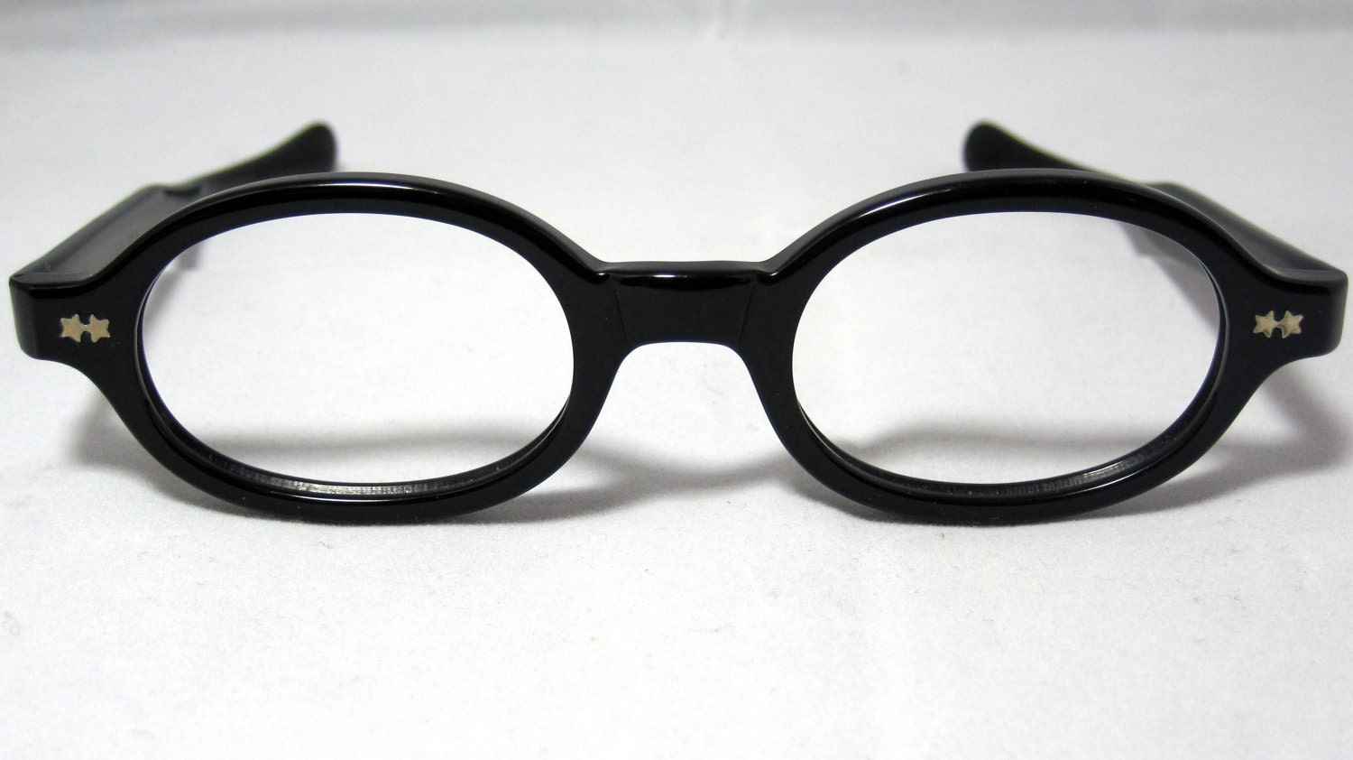 Vintage 60s Round Oval Eyeglass Frames Black