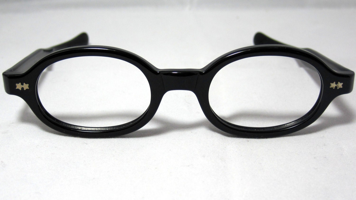 Vintage 60s Round Oval Eyeglass Frames Black 