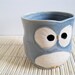 Hooter Owl Mug (Bri) in Marine Layer Blue Handmade Stoneware