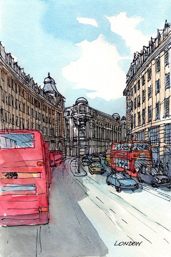 London Regent Street view from Piccadilly Square art print