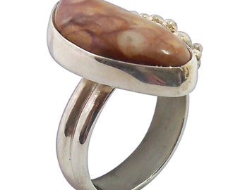 Picture Jasper Ring set in sterling silver, Size 7 r7pje1482