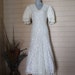 RESERVED -----Laurence Kazar White Lace Beads, Seed Pearls Wedding Gown., Bell Sleeves, 80s,SZ-3XL- SALE
