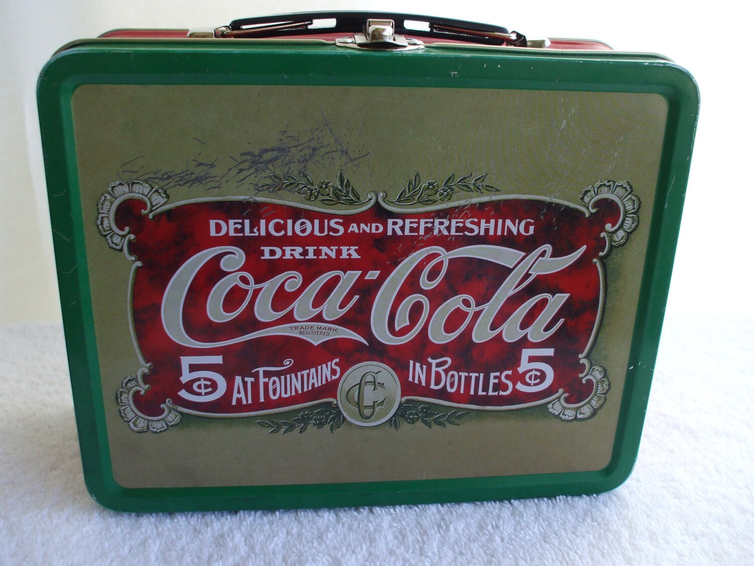 Coca Cola Metal Lunch Box Vintage Coke Brand tin.