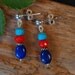Color Block Post Earrings with Turquoise, Coral, and Lapis