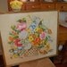 Anthropologie Style Floral Crewel Embroidery Art with Large Gold Bamboo Frame at Retro Daisy Girl