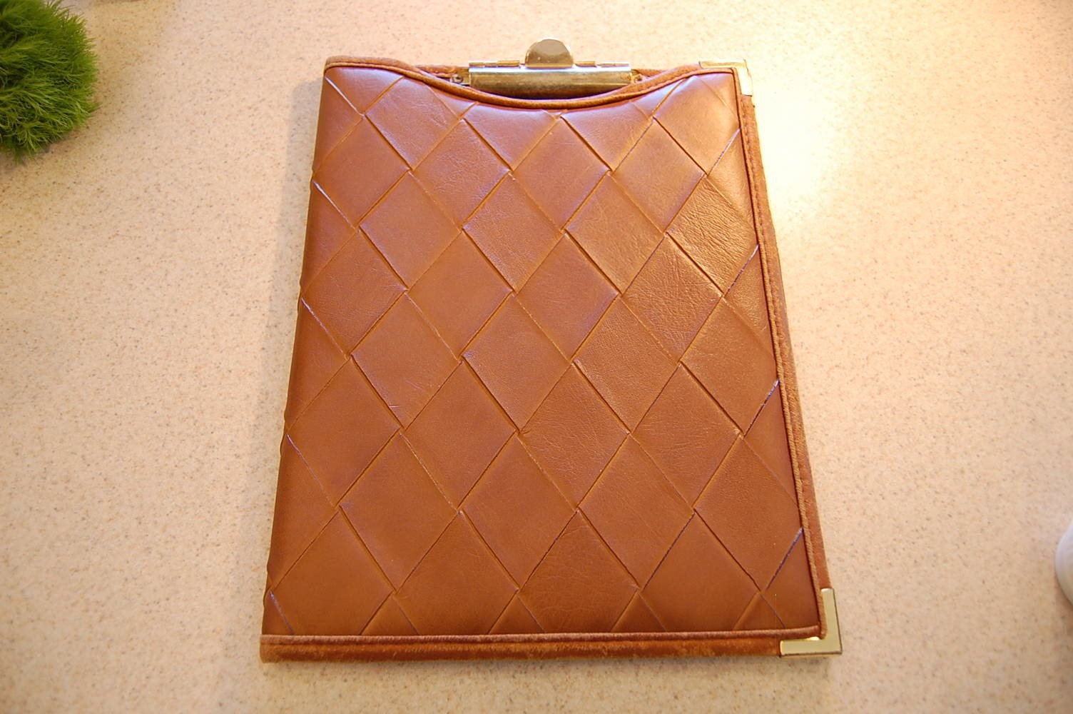 retro WOVEN LEATHER BINDER/CLIPBOARD