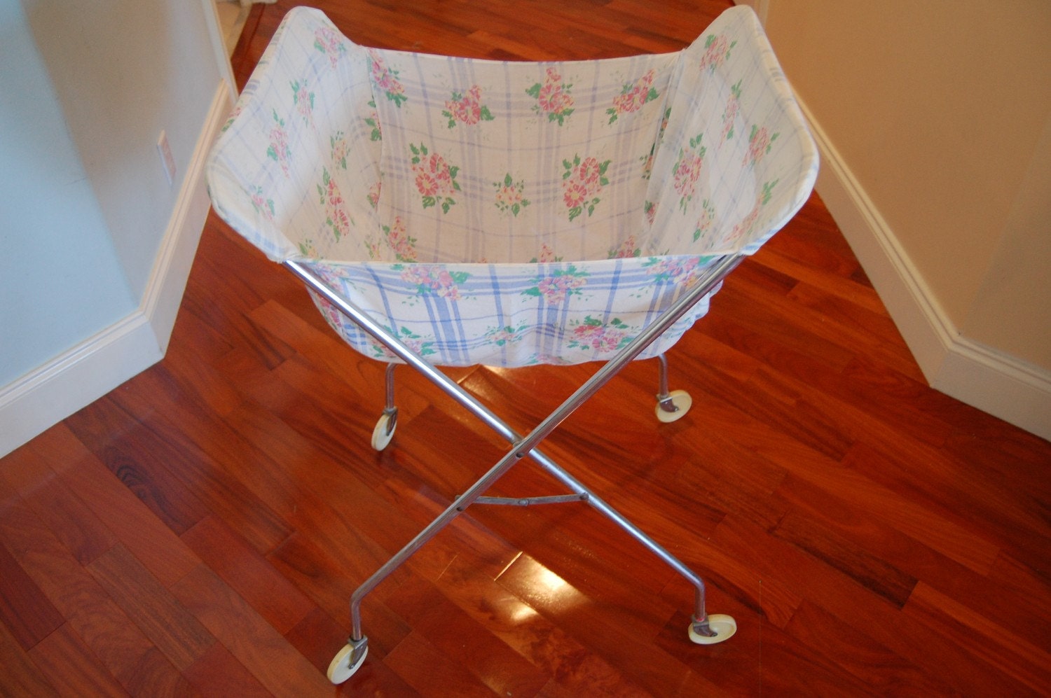 Vintage Rolling Laundry Cart by Retro Daisygirl