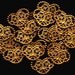 6 Vintage Gingerbread Stampings Brass Faux Cut Steel Open Work Findings