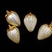 Set of 6 Vintage Blown Pearl Glass Nacre Pendant Button Hollow Handmade 28mm