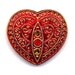 COUPON Sale Take 20% Off Treasury Item Realistic Heart Czech Ruby Glass Button Rhinestones Mirror Back