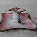 Vintage French Enamel Candleholder in Pink and Rust