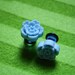 Blue flower ear gauges. Size 0g.