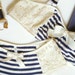 Vintage Style Nautical Bon Voyage Blue and Ivory Bra and Panties Lingerie Set Hand Made to Order