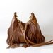 SALE Fringe Leather Bag - OPELLE Nautilus Bag - Soft Pebbled Leather w Fringe in Fawn