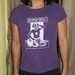 Wage Slavery or Starvation, Large, Unisex or Womens Fitted Top - White on Purple Shirt - punk tshirt, silkscreen screenprint cartoon print